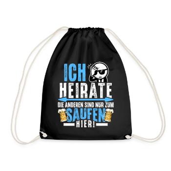 JGA Männer T-Shirt Bräutigam Kostüm Polterabend - Turnbeutel - Schwarz - Vorne