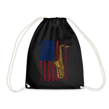 Saxophones American Flag - Drawstring Bag - black - Front