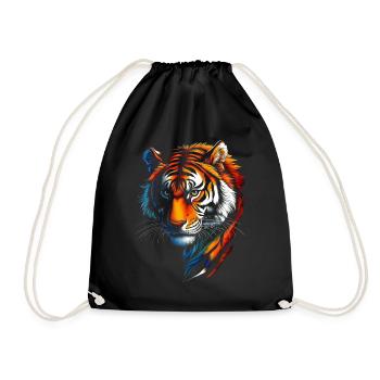 Lustiges Tiger Kunst Tier Natur Wildtier Tiere Zoo - Turnbeutel - Schwarz - Vorne