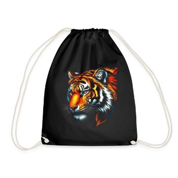 Lustiges Tiger Kunst Tier Natur Wildtier Tiere Zoo - Turnbeutel - Schwarz - Vorne