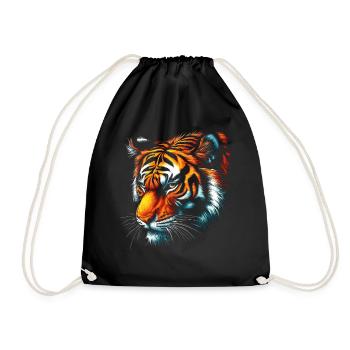 Lustiges Tiger Kunst Tier Natur Wildtier Tiere Zoo - Turnbeutel - Schwarz - Vorne