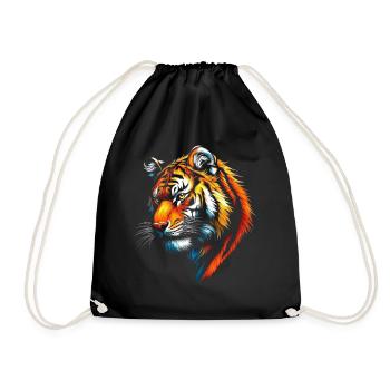 Lustiges Tiger Kunst Tier Natur Wildtier Tiere Zoo - Turnbeutel - Schwarz - Vorne
