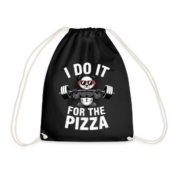 I Do It For The Pizza Barbell Bodybuilder - Drawstring Bag - black - Front