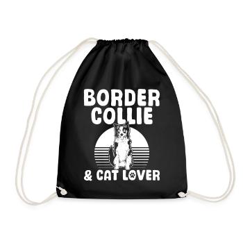 Border Collie & Cat Lover - Border Collie Dog - Drawstring Bag - black - Front