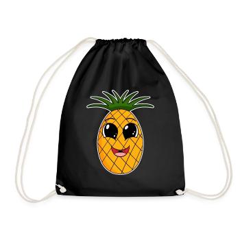 Ananas Obst - Turnbeutel - Schwarz - Vorne