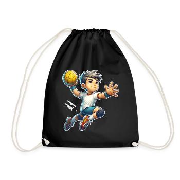 Handball Handballer - Turnbeutel - Schwarz - Vorne