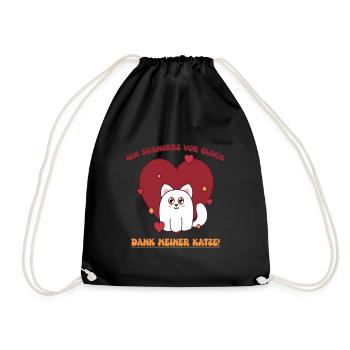 Heart cat with gratitude for you - Drawstring Bag - black - Front