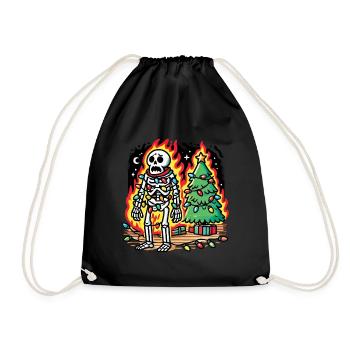 Squelette de Noël avec des guirlandes lumineuses - Sac de sport léger - noir - Devant