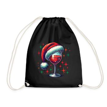 Weihnachtlicher Weingenuss Mit Glanz - Turnbeutel - Schwarz - Vorne