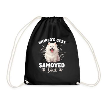 Samoyed Groovy Samoyed Dad - Drawstring Bag - black - Front