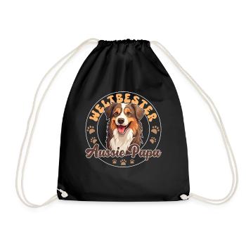 Australian Shepherd Blue Merle Groovy Aussie Dad - Drawstring Bag - black - Front