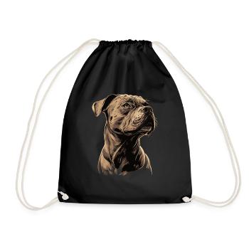Drawing Realistic Staffordshire Bull Terrier - Drawstring Bag - black - Front