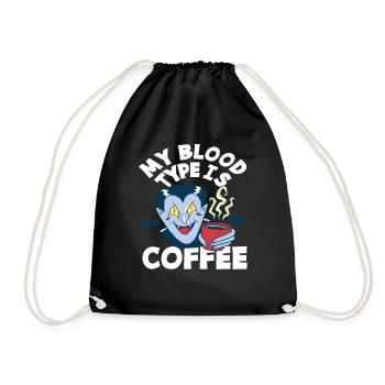 Kaffee Liebhaber Mein Bluttyp Kaffee - Turnbeutel - Schwarz - Vorne