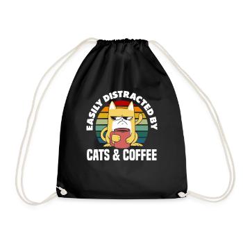 Chats et amateurs de café : simplement distraits - Sac de sport léger - noir - Devant