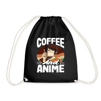 Kaffee Liebhaber Anime und Kaffee Fan - Turnbeutel - Schwarz - Vorne
