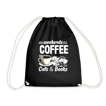 Week-end des amateurs de café : chats et livres - Sac de sport léger - noir - Devant