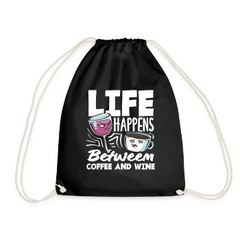 La vie se passe entre le café et le vin - Sac de sport léger - noir - Devant