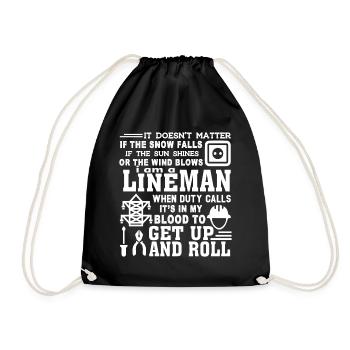 Lineman Lineman It's In My Blood - Drawstring Bag - black - Front