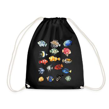T-shirt Sea Fish - Motif de vêtements de plage colorés - Sac de sport léger - noir - Devant