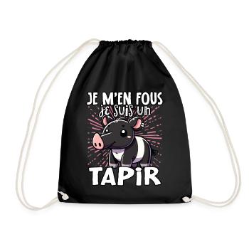 Je m'en fous je suis un tapir - süßes Tapir - Turnbeutel - Schwarz - Vorne