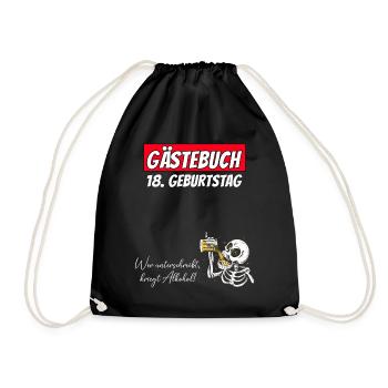 18th Birthday Guestbook Signatures Alcohol - Drawstring Bag - black - Front