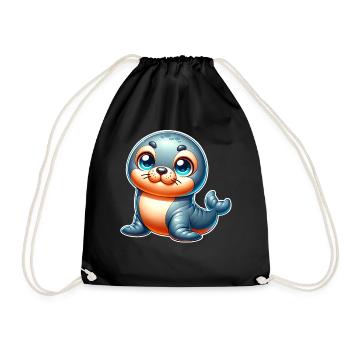 Seal seal - Drawstring Bag - black - Front