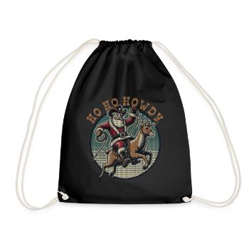 Santa Claus cowboy style ho ho howdy knit look - Drawstring Bag - black - Front