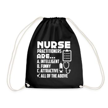 Nurse Practitioner Intelligent Funny Attractive - Drawstring Bag - black - Front