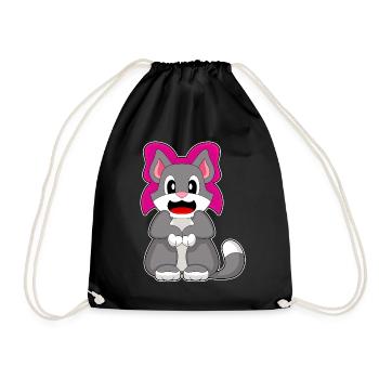 Katze Haarschleife - Turnbeutel - Schwarz - Vorne