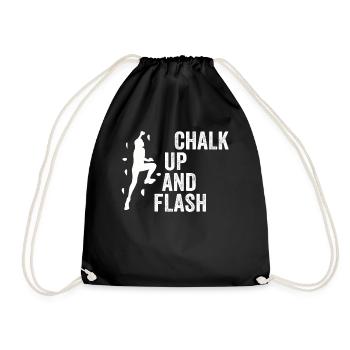 Boulderer Chalk Up Und Flash Bouldering - Turnbeutel - Schwarz - Vorne
