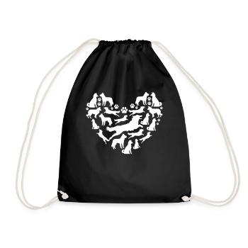 Border Collie Paws Border Collie Heart - Drawstring Bag - black - Front