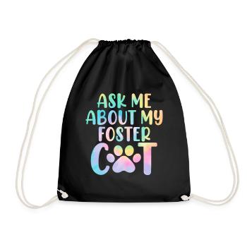 Demandez-moi à propos de mon refuge Tie Dye pour chat drôle - Sac de sport léger - noir - Devant