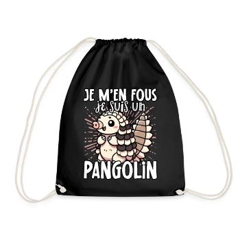Je m'en fous je suis un pangolin - süßes - Turnbeutel - Schwarz - Vorne