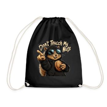 Don't Touch My Nuts - Funny Squirrel Design - Drawstring Bag - black - Front