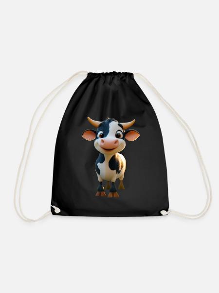Kuh Bauer Rind Milch Vegan Kalb Cow Bauernhof Kühe - Turnbeutel - Schwarz
