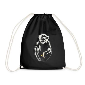 Singe mangeant de la banane / Singe - Sac de sport léger - noir - Devant