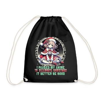 Kawaii Anime Christmas Break Celebrations - Drawstring Bag - black - Front