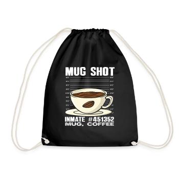 Coffee Lovers Mug Shot Inmate Design - Drawstring Bag - black - Front