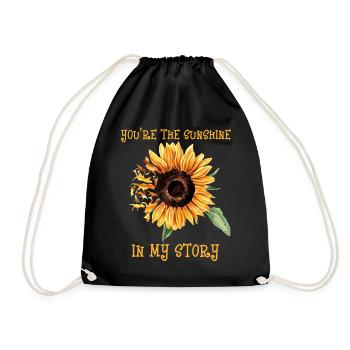 My Sunshine, Sunflower, Dino, Love - Drawstring Bag - black - Front