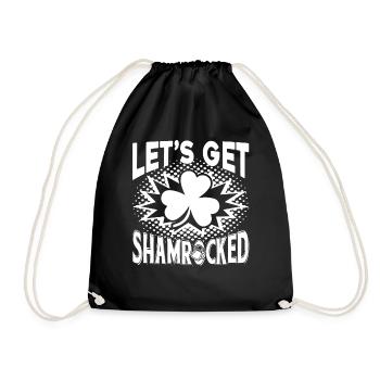 St Patrick's Day Let's Get Shamrocked St Patrick - Drawstring Bag - black - Front