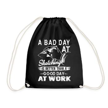 Sketching A Bad Day At Sketching - Drawstring Bag - black - Front