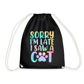 Désolé, je suis en retard, j’ai vu un ami félin Cat Tie Dye - Sac de sport léger - noir - Devant