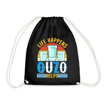 Griechenland Ouzo - Turnbeutel - Schwarz - Vorne