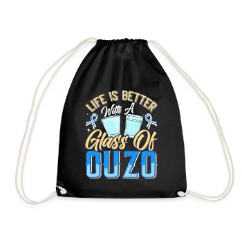 Griechenland Ouzo - Turnbeutel - Schwarz - Vorne