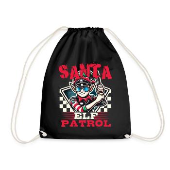 Santa Elf Patrol Christmas Funny - Drawstring Bag - black - Front