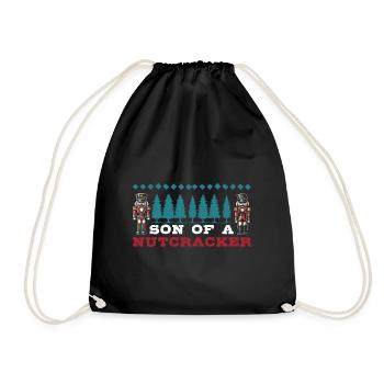 Son of a Nutcracker Funny Christmas Motif - Drawstring Bag - black - Front