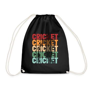 Cricket Player Retro Design - Drawstring Bag - black - Front