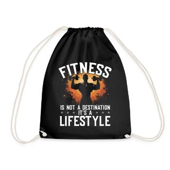 Fitness Ist Kein Reiseziel, Es Ist Ein Lifestyle - Turnbeutel - Schwarz - Vorne