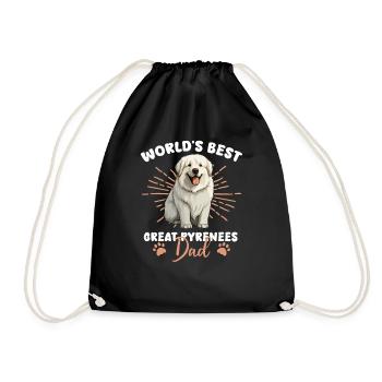 Pyrenean Mountain Dog Great Pyrenees Dad - Drawstring Bag - black - Front