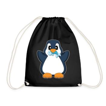 Pinguin Fisch - Turnbeutel - Schwarz - Vorne